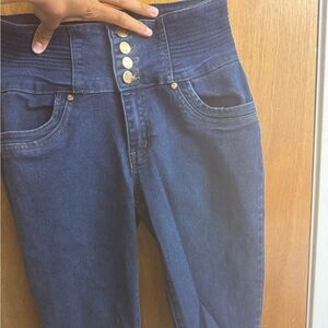High-Waisted Blue Jeans